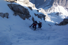 Aufstieg durch die Steilrinne zum Antelao 3264m (Ampezzaner Dolomiten)